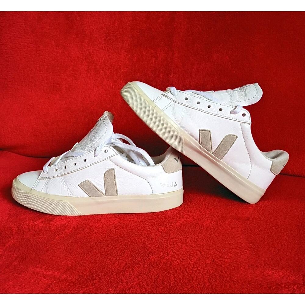 Veja Campo Leather Sneakers Chromefree Sustainable Shoes Women 7 White/Natural